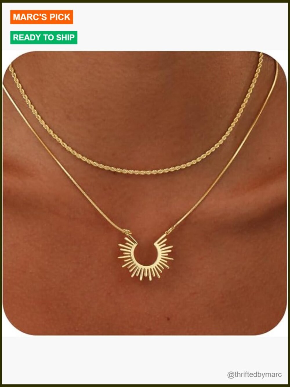 Layered Dainty Pendant Necklace Stack 14k Gold Plated Hypoallergenic Fashion